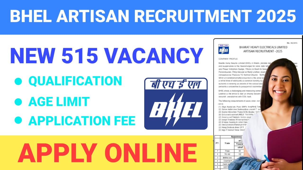 BHEL Recruitment 2025 – Apply Online for 515 Govt Job Vacancies for ITI and 10th Pass